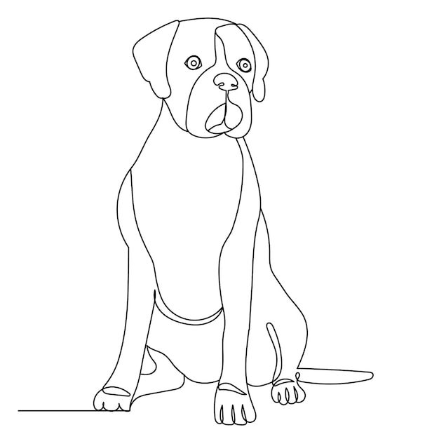 Vector dog sit drawing by one continuous line