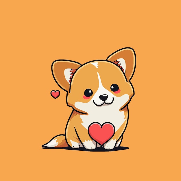 Vector dog sitting cartoon of cute shiba inu cartoon concept isolated premium flat cartoon style