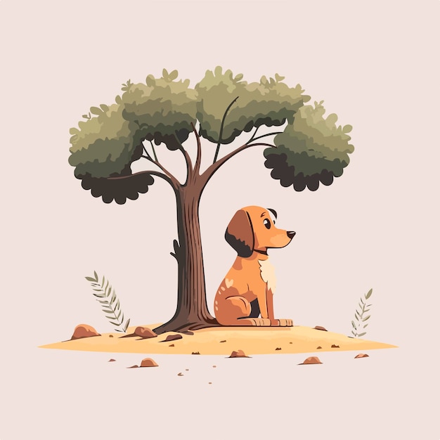 Vector dog sitting in isolated background