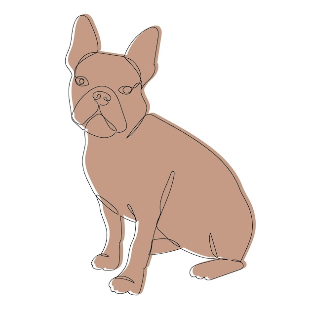 Dog sitting sketch, outline, vector, isolated