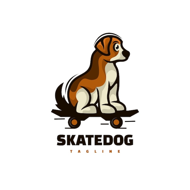 Dog skate board character mascot logo