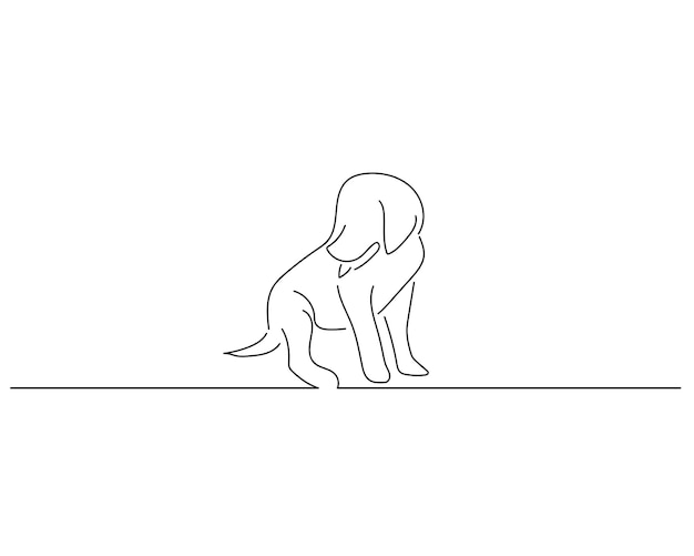 犬のスケッチまたは連続線画イラスト