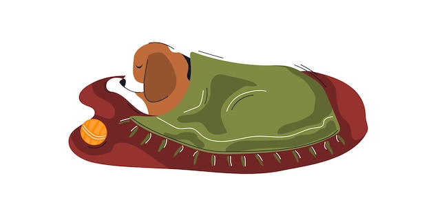 Dog sleeping sweetly. Concept of caring for pets, comfort, animal love.