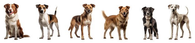 Dog standing vector set geïsoleerd op wit