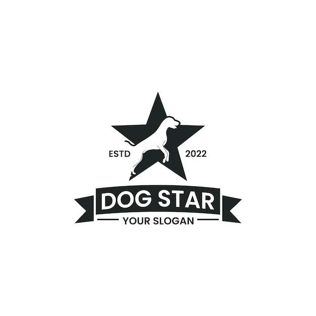 Disegno del logo della stella del cane per la caccia all'aperto amanti dei cani amanti degli animali