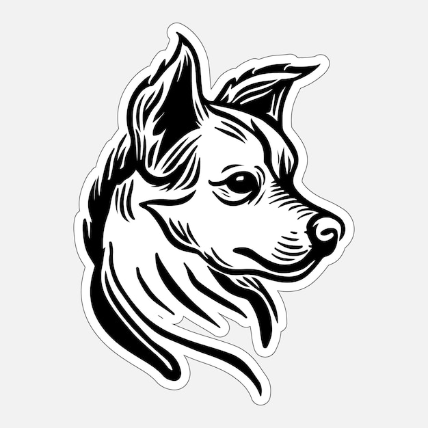 Vector dog stickers printable black and white