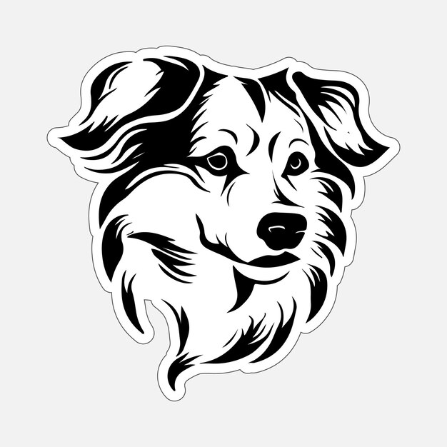 印刷可能な黒と白の犬のステッカー