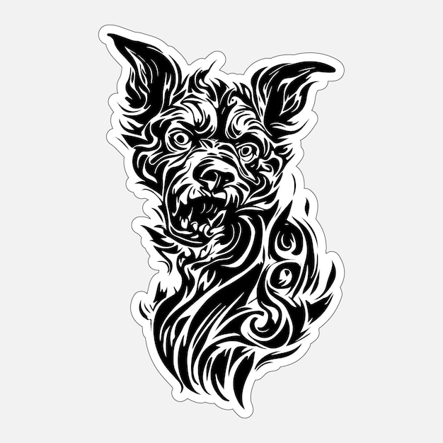 Vector dog stickers printable black and white