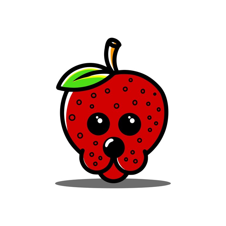 Vector dog and strawberry logo combination in red color design