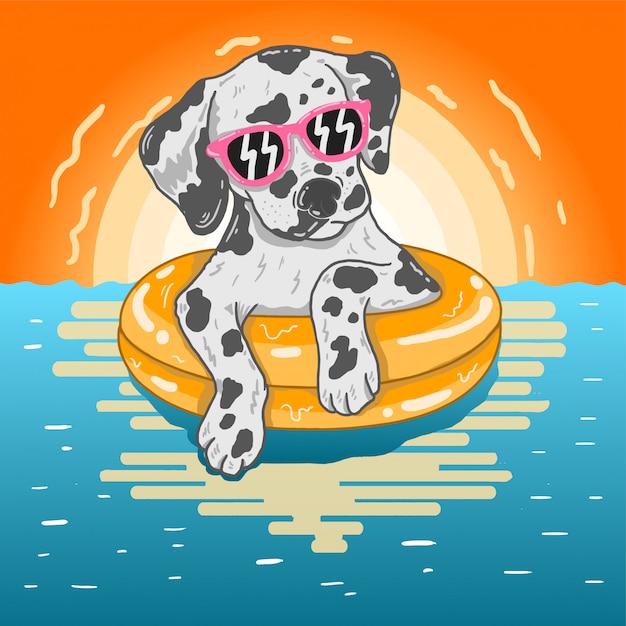 Vector dog on summer