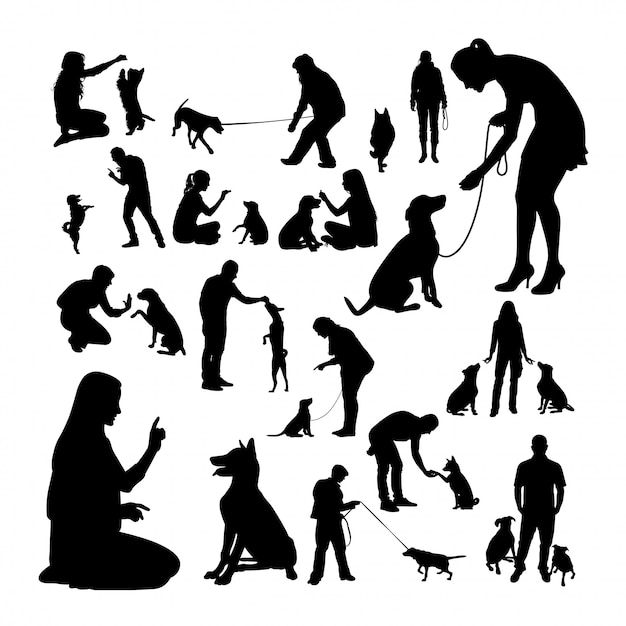 Dog trainer silhouettes.