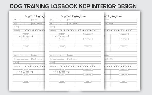 Dog Training Planner and journal 2023-2024 KDP interior designs