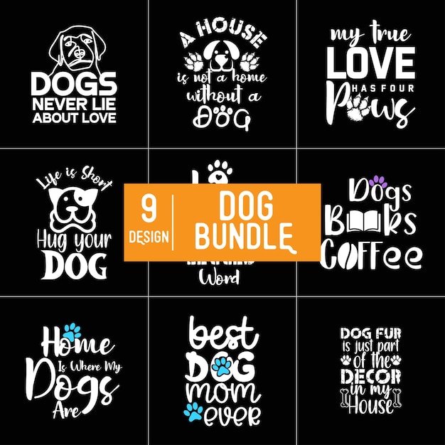 Dog Typography Bundle T shirt Design