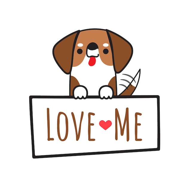 Vector dog vector fox hound holding board write love me.