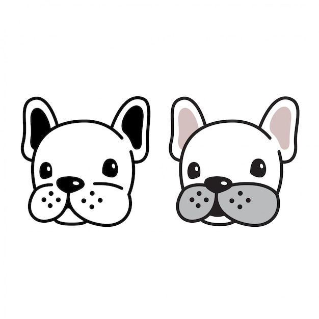 Personaggio dei cartoni animati della testa del bulldog francese di vettore del cane