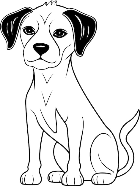 Vector dog vector illustration coloring book or page for children