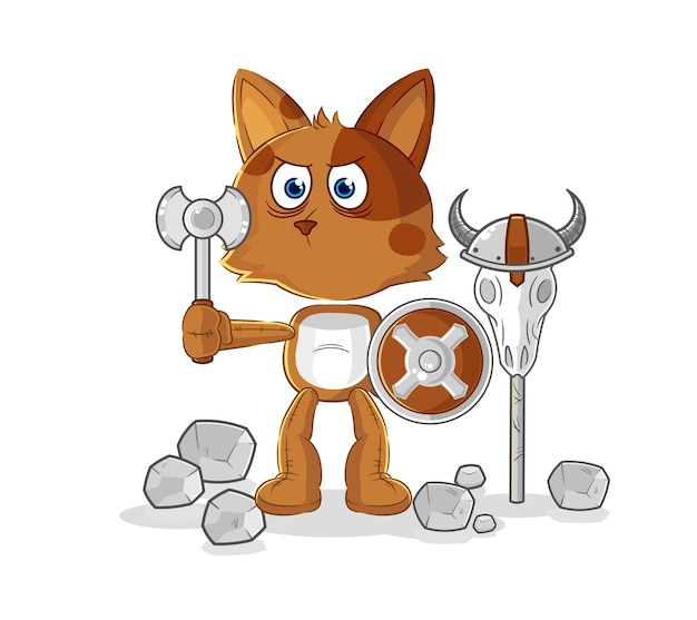 Dog viking with an ax illustration character vector