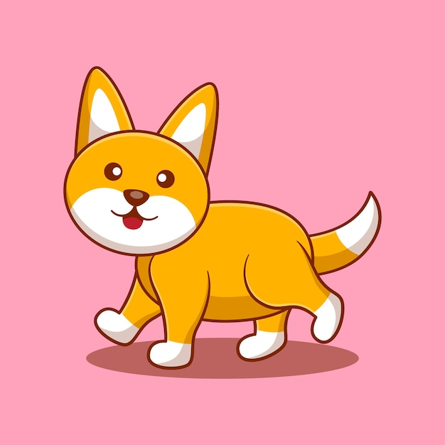 Dog walk adorable cute cartoon vector illustration kawaii animal