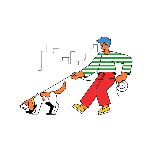 Vector dog walk pets flat icon