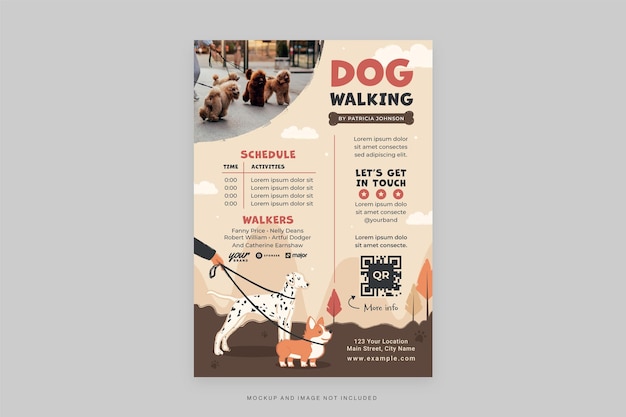 Vector dog walking flyer template in vector v2