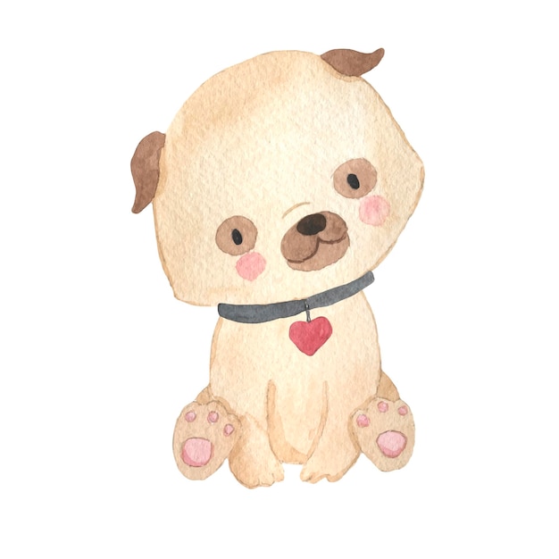 Vector dog watercolor illustration for kids