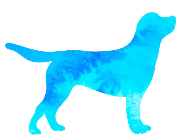 Dog watercolor silhouette isolated vector