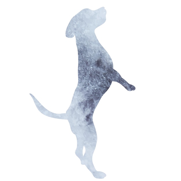 Dog watercolor silhouette on white background isolated vector