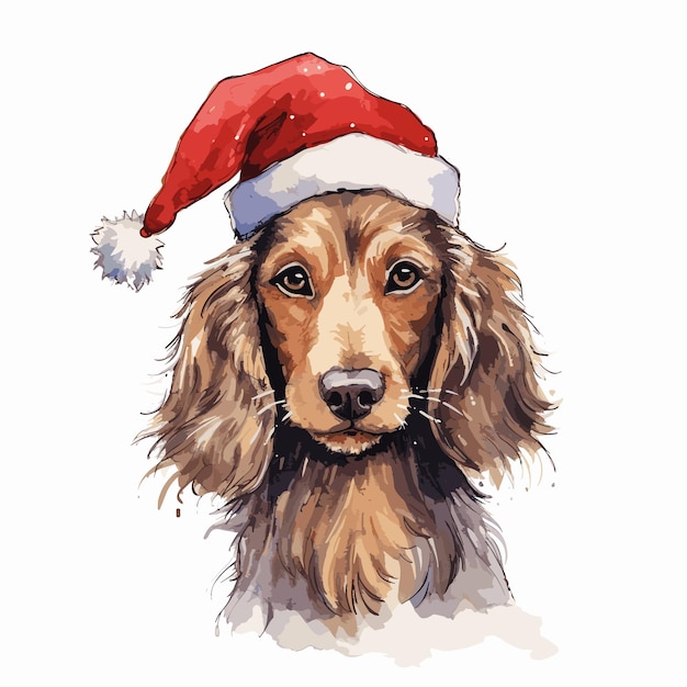 dog wearing christmas hat illustration animal nature concept