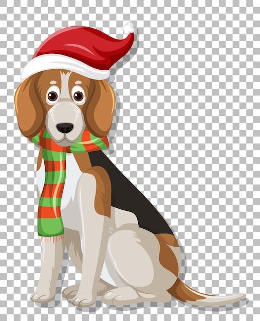 A dog wearing Christmas hat