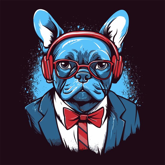 Vector dog wearing glasses tshirt design animal nature concept isolated