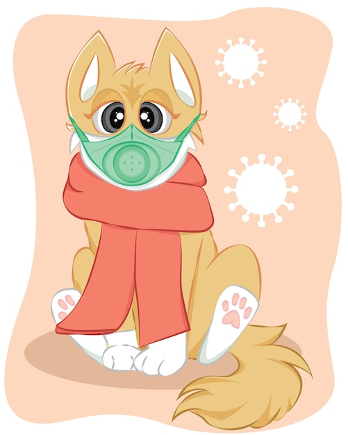 Dog wearing the masks vector illustration. isolated.