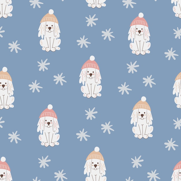 Dog winter seamless pattern