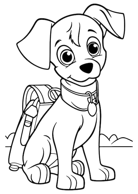 Vector a dog with a backpack on it
