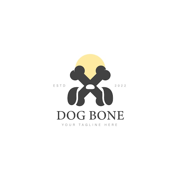 Illustrazione dell'icona del design del logo del cane con l'osso