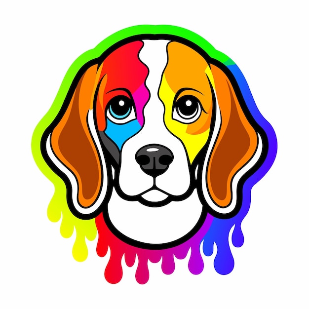 Vector a dog with a colorful face and a colorful splash of water