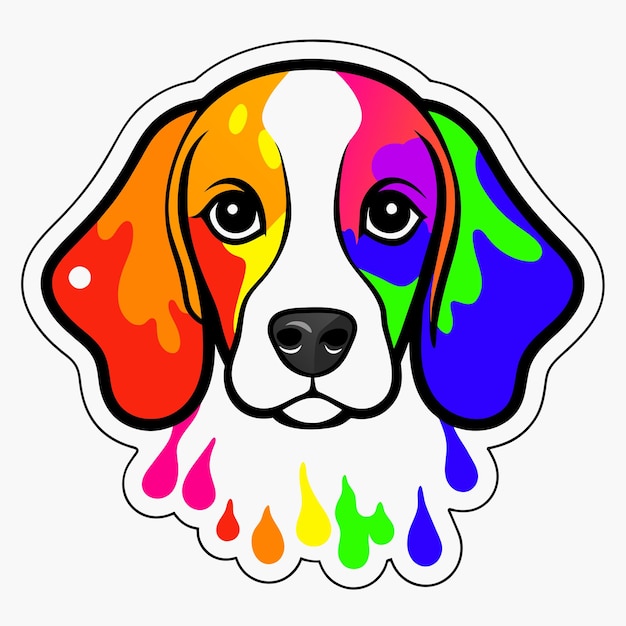 Vector a dog with a colorful face and a colorful splash of water