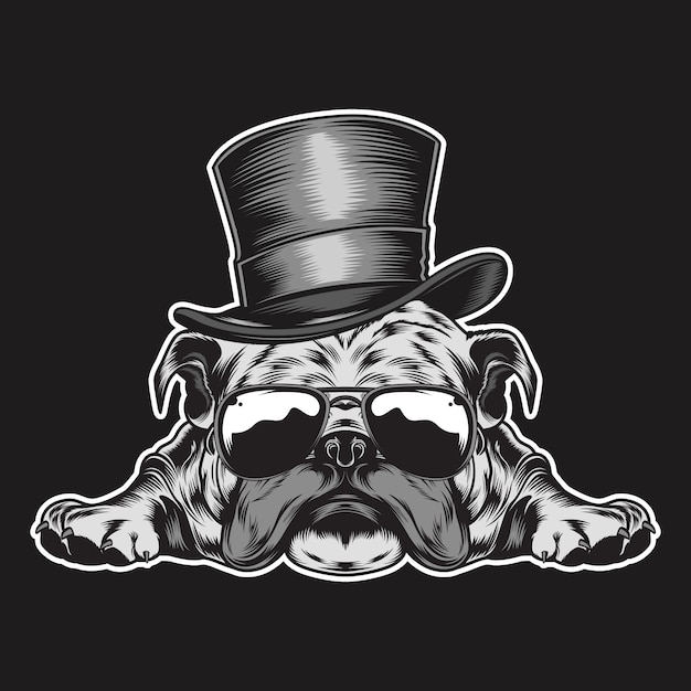 dog with hat and eyeglasses illustration