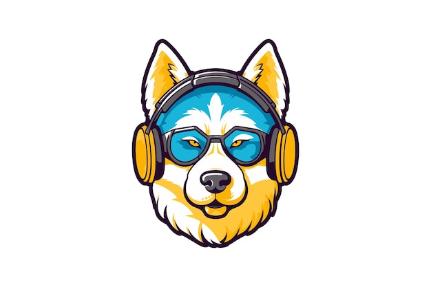 Vector dog with headphones mascot sublimation vector