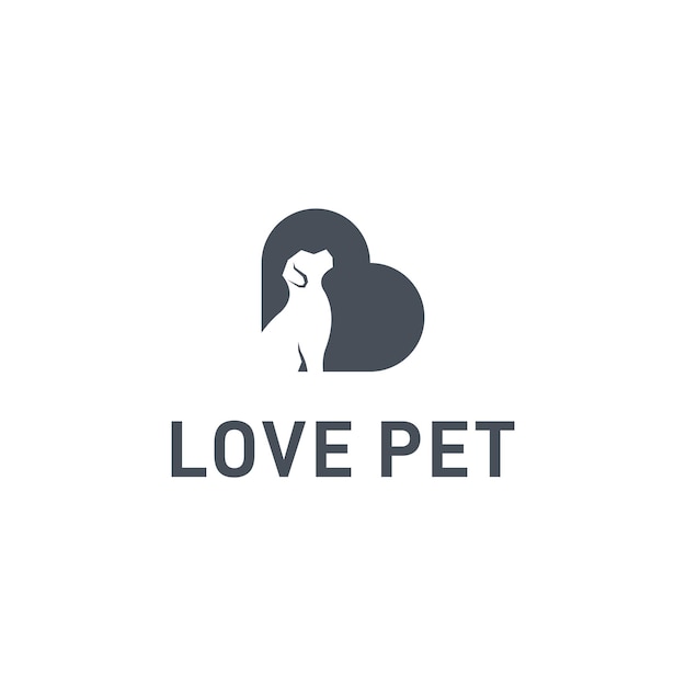 Dog with love pet logo