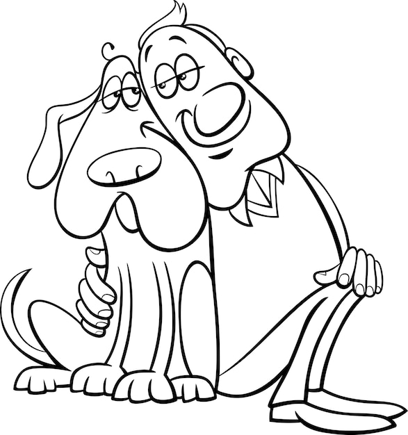 dog with owner coloring page