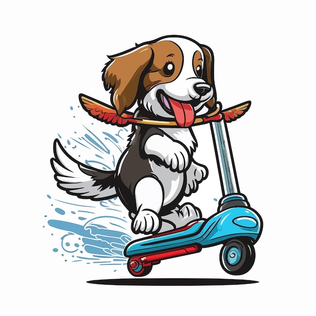 Dog with Scooter Vector