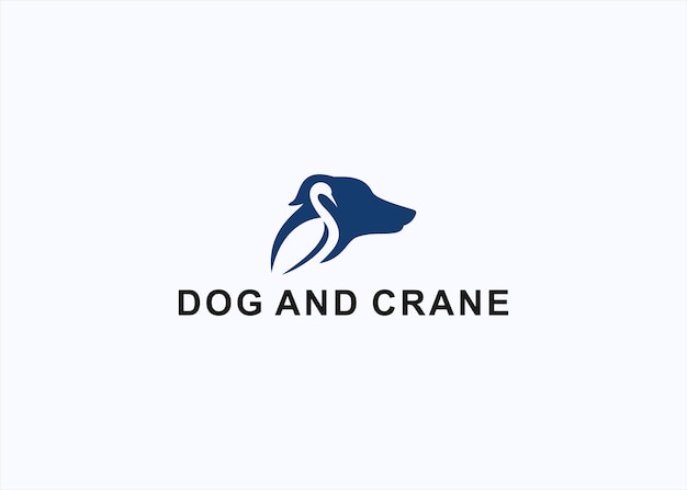 Vector dog with stork logo design vector silhouette illustration