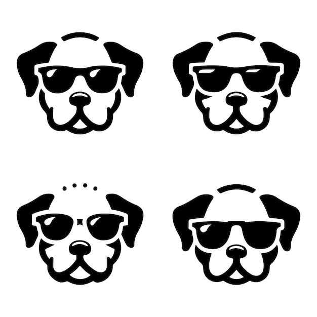 dog with sunglass logo icon set vector illustration