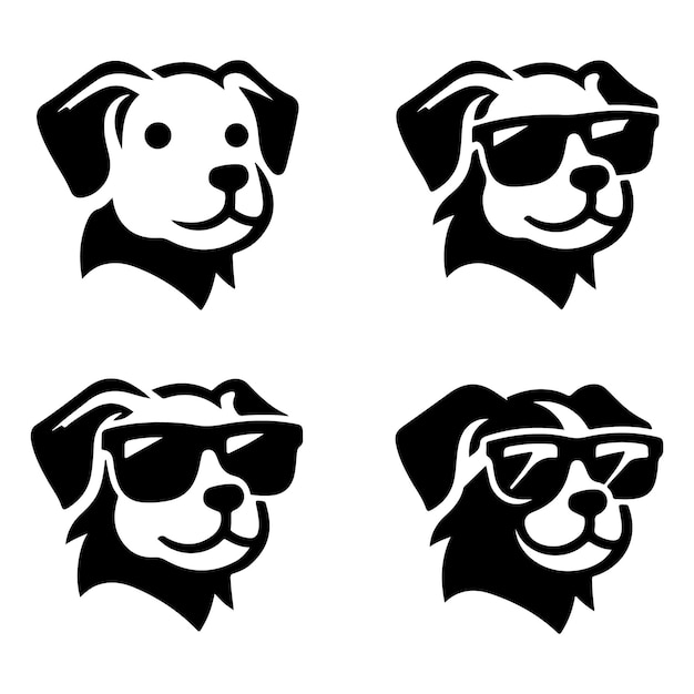 dog with sunglass logo icon set vector illustration