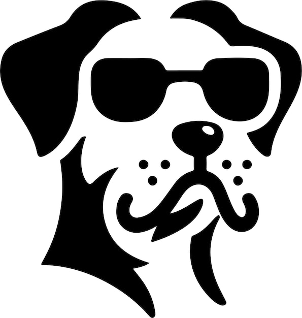 a dog with sunglasses and a black and white dog with a black nose