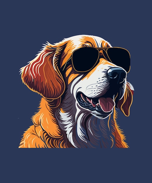 A dog with sunglasses on it