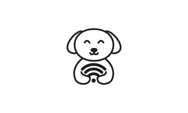 Dog with wifi lines  logo vector icon design