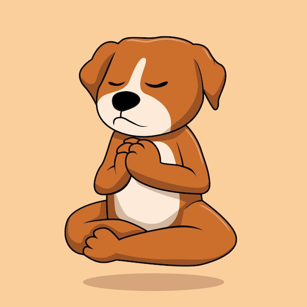 Dog yoga animals cartoon geïsoleerd op beige