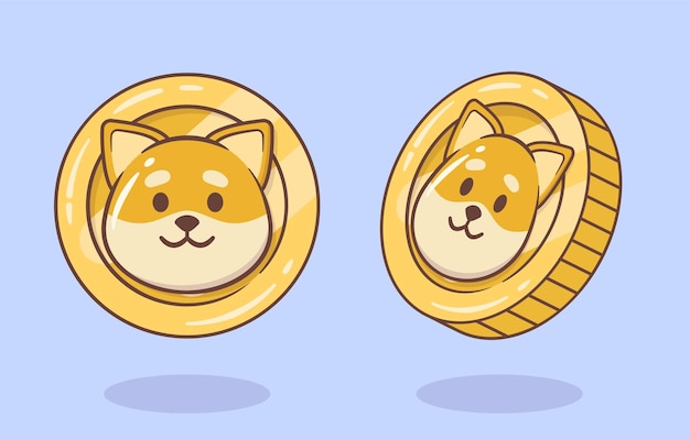 Vettore illustrazione della criptovaluta kawaii della moneta doge