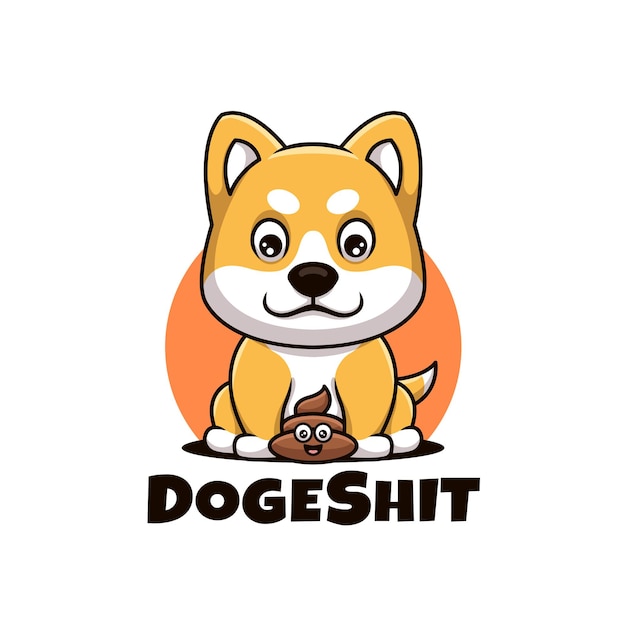 Doge 강아지 크리에이 티브 만화 로고 디자인